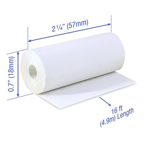 Thermal Paper 2 1/4 x 16 ft x 18mm CORELESS BPA Free fits Pidion BIP-1500 and Poynt 50 rolls