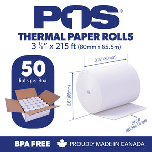 Thermal Paper 3 1/8 x 225 ft x 50 rolls CORELESS BPA Free BPS Free