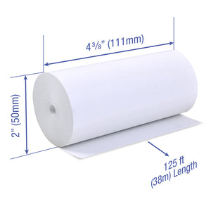 Thermal Paper 4 3/8 x 125 ft x 50mm CORELESS BPA Free 16 rolls